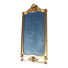 Grand miroir sculpté en bois doré de style Transition Louis XIV/XV Belle Époque