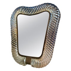 Murano Glass Torchon Mirror signed by Barovier Tosso, circa 1950