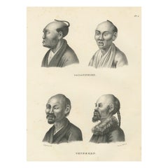Comparative Portraits of Japanese and Chinese Men by Karl Joseph Brodtmann, 1836