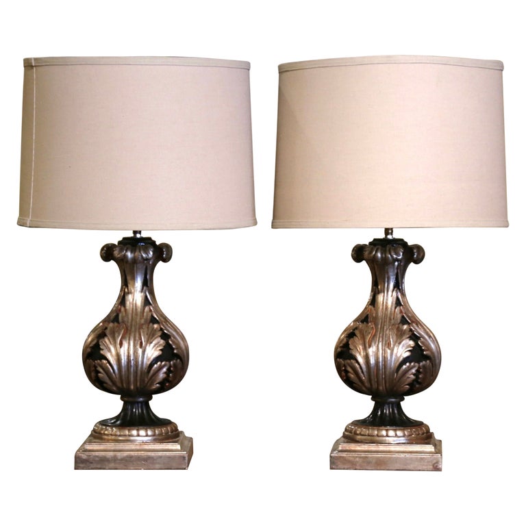 Silvered Two-Light Table Lamp Silvered Two-Light Table Lamp