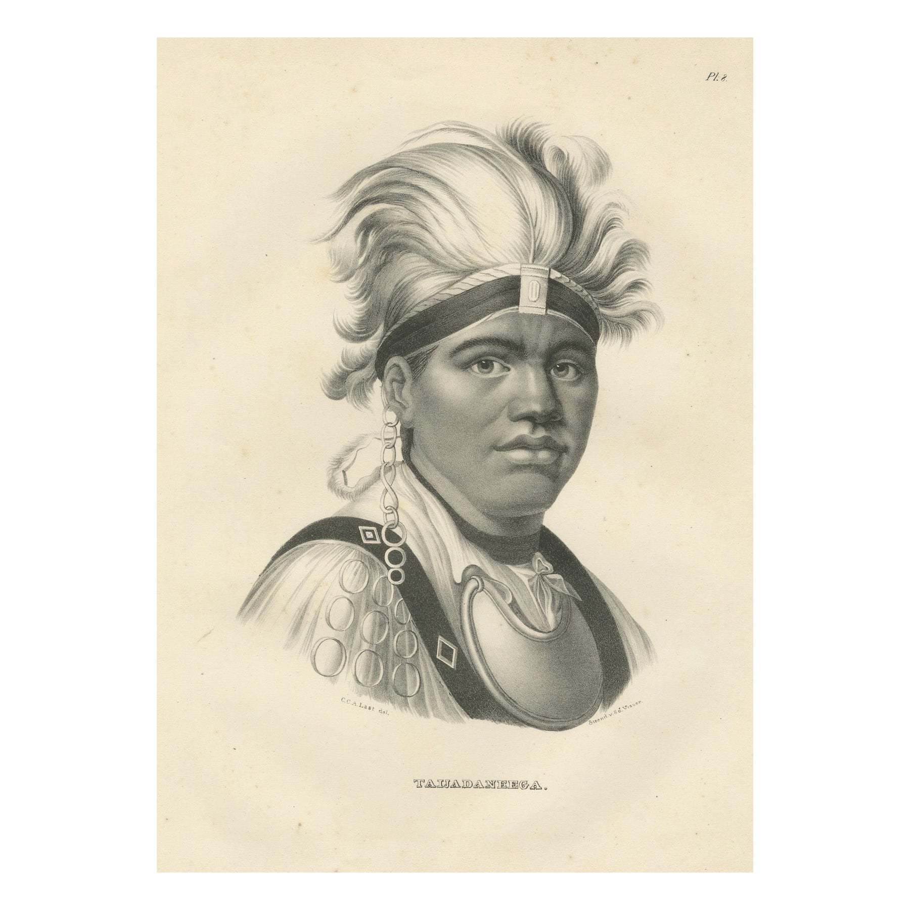Portrait of Native American Tawadanega by Karl Joseph Brodtmann, 1836