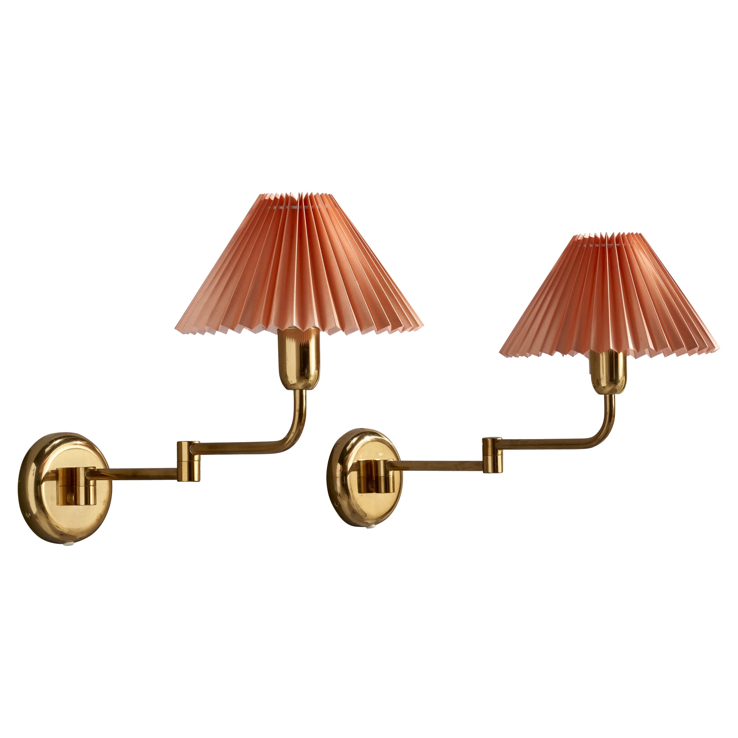 ÖIA, Wall Lights, Brass, Paper, Sweden, 1970s