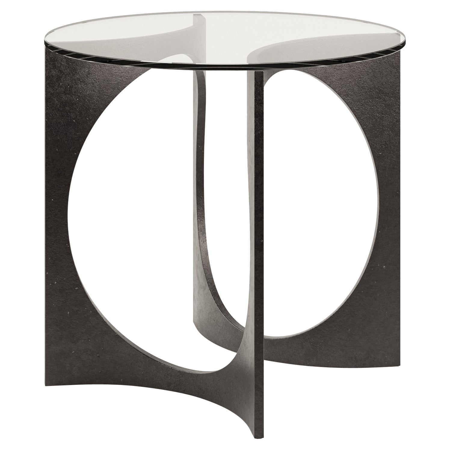Table de déjeuner ronde Fuga en fonte et plateau en verre par Metamorphic Art Studio
