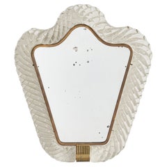 Ercole Barovier, Organischer Wandspiegel, Muranoglas, Messing, Italien um 1940