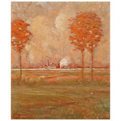 Impressionista americano  Paesaggio dipinto ad olio