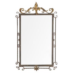 Antique Oscar Bach School Arts & Crafts Parcel Gilt Wrought Iron Mirror C1920