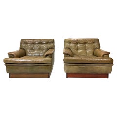 1960s Pair of Arne Norell Leather Lounge Chairs