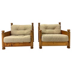 Paire de chaises longues en pin par Uno et Osten Kristiansson