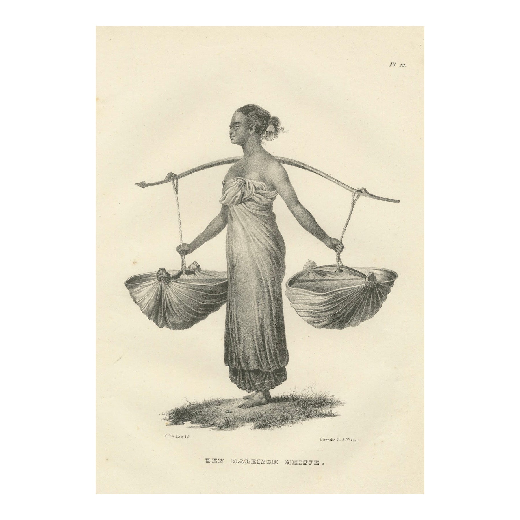 Niña malaya cargando mercancías por Karl Joseph Brodtmann, 1836