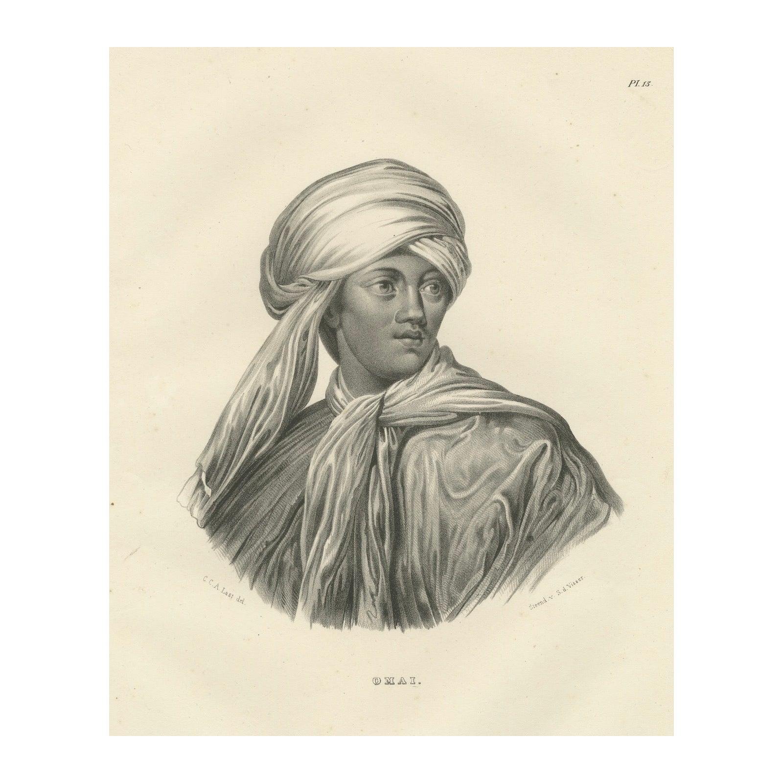 Retrato de Omai, un hombre polinesio, por Karl Joseph Brodtmann, 1835