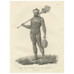 Full-body Portrait of a Tattooed Man from Nuku Hiva by Karl Brodtmann, 1836