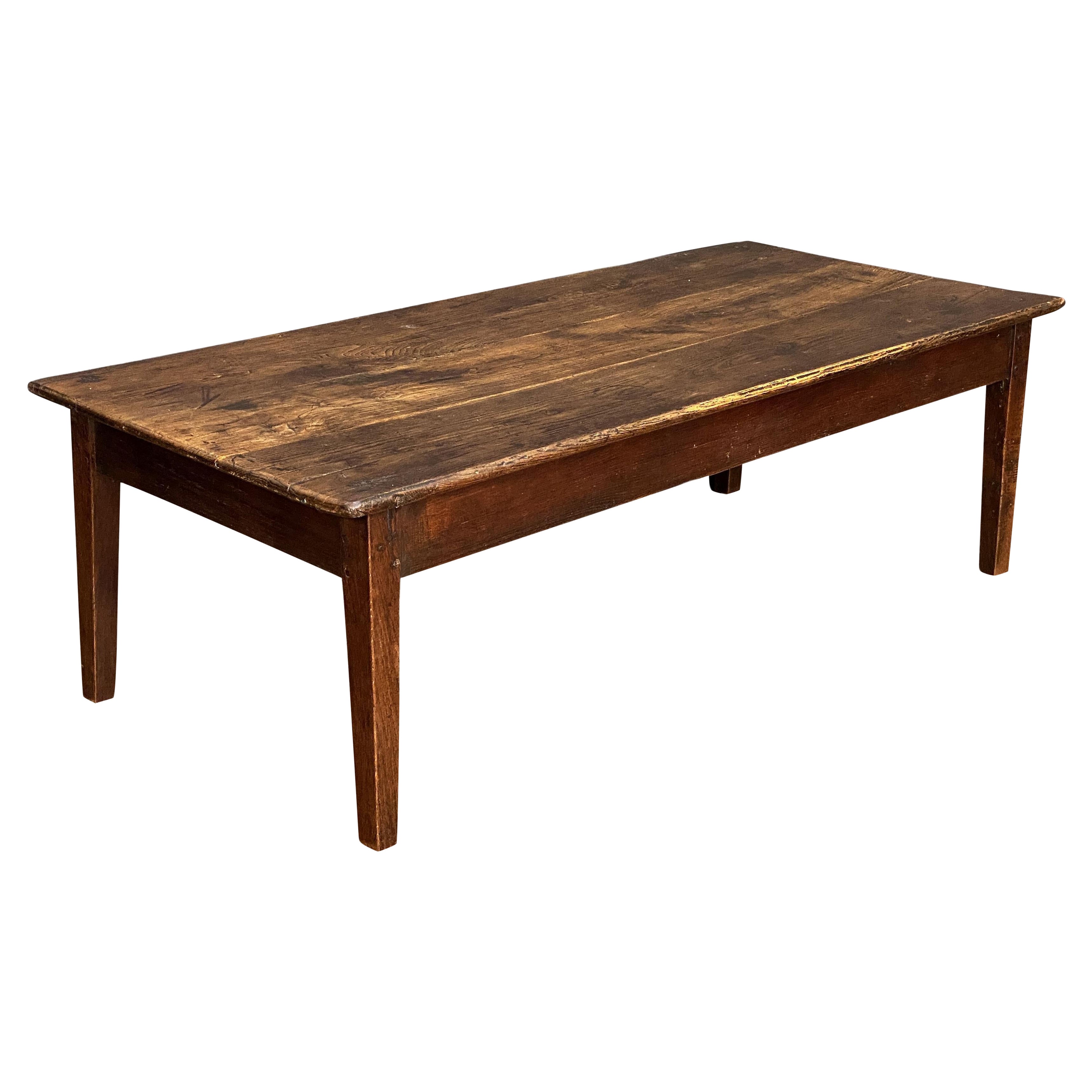 French Rectangular Low or Coffee Table of Oak