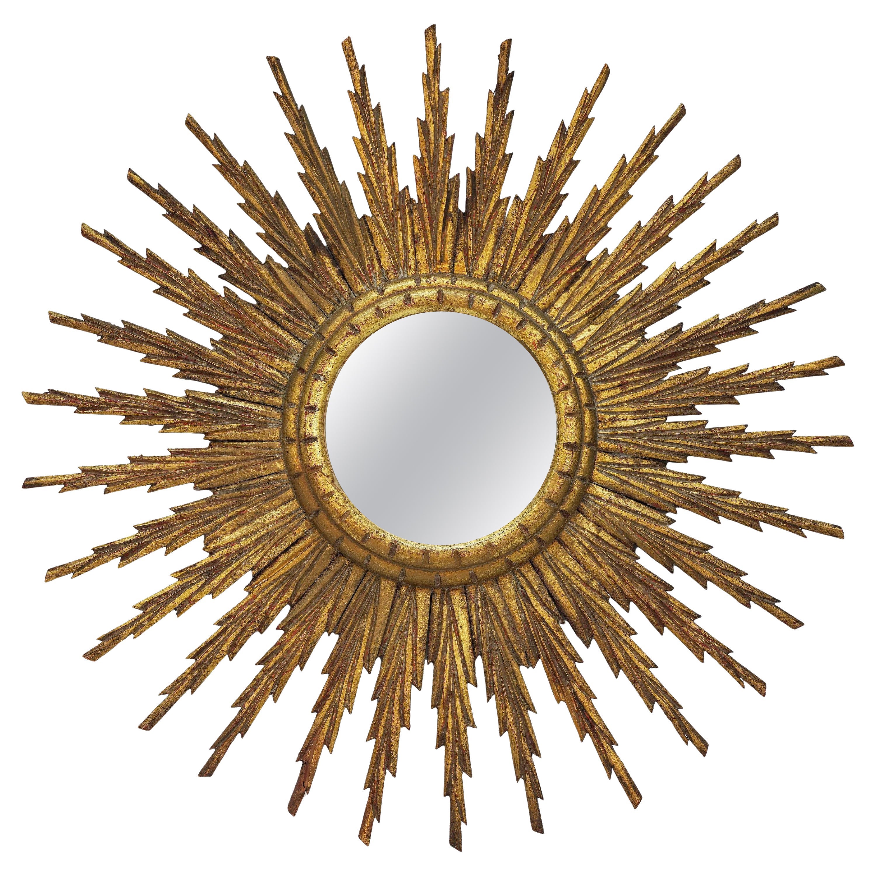 Französisch vergoldet Sunburst oder Starburst Spiegel (Durchmesser 27 1/2)