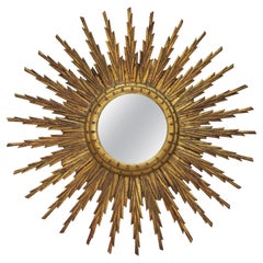 Espejo dorado francés Rayo de Sol o Rayo de Estrella (Diámetro 27 1/2)
