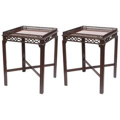 Pair of Chinese Chippendale Mahogany End Tables