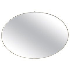 Italian Oval Wall Mirror with Smoked facet Cut Glass and Brass Frame, 1970s