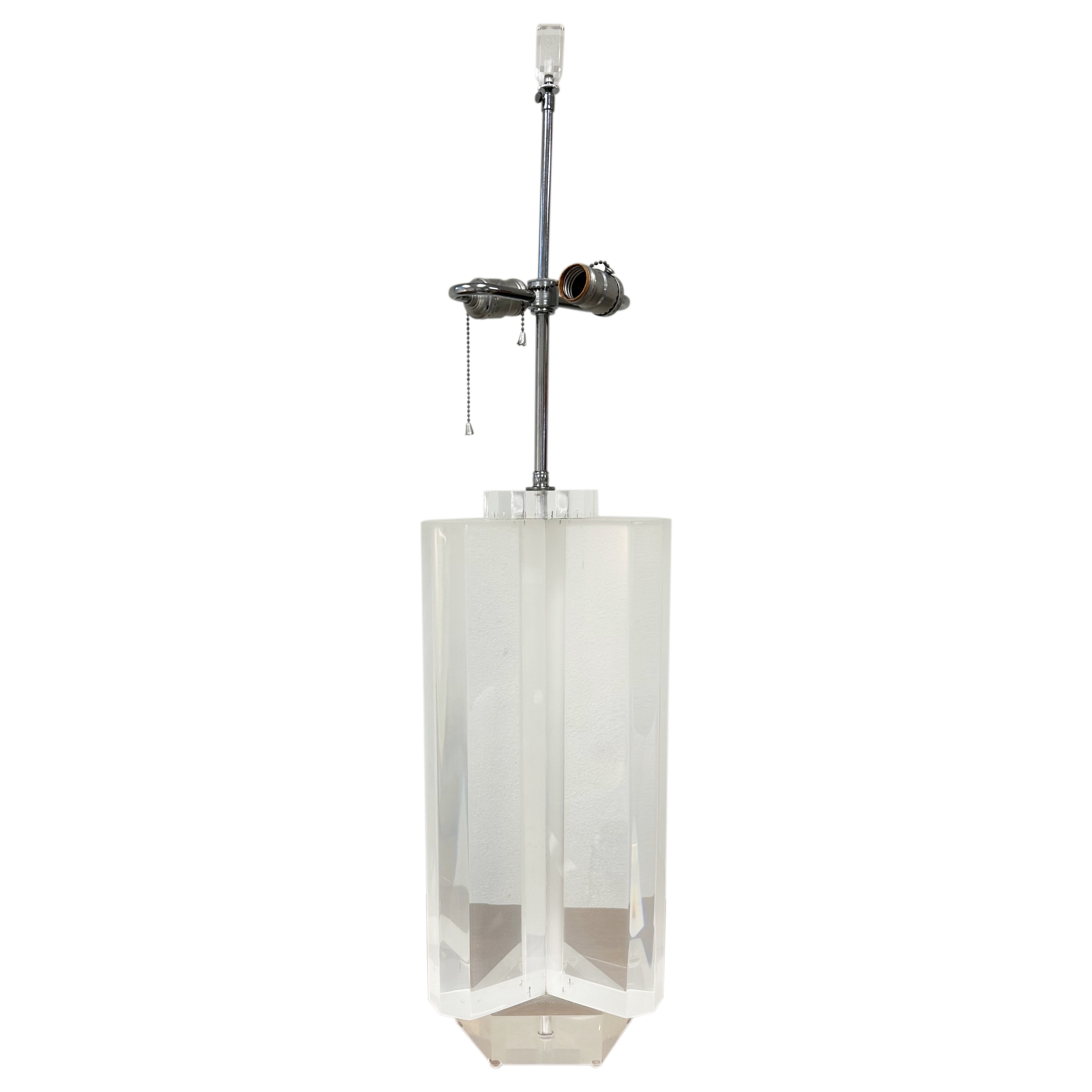 Mid Century Trefoil Lucite Table Lamps by Les Prismatiques