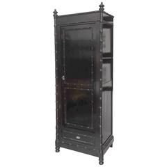 Antique 19th Century Black Lacquered Faux Bamboo Cabinet