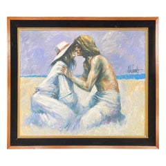 Aldo Luongo firmato originale italiano argentino olio su tela pittura Lovers
