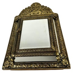 Antique Mirror Cabinet Clothes Care/Keys Bronze 1930s, France