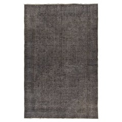 6.5x10.2 ft Vintage Handmade Area Rug with Distressed Pile Over-Dyed in Gray