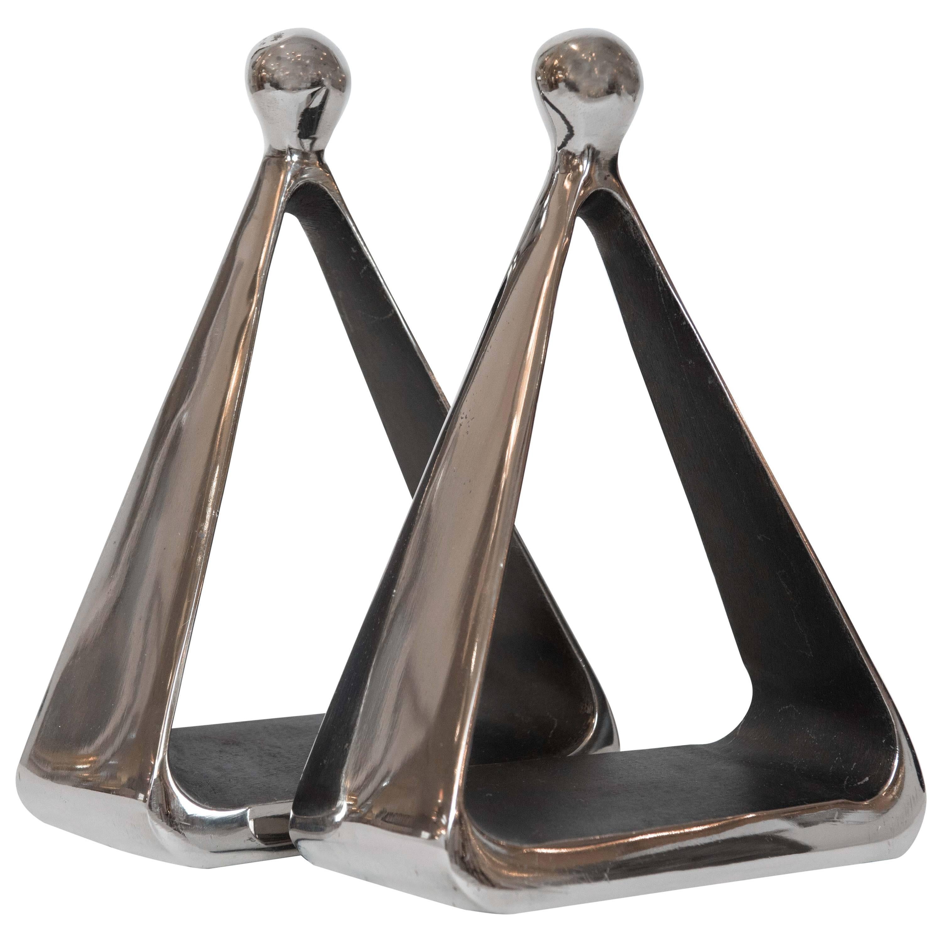 Pair of Ben Seibel Chrome Finished Bookends