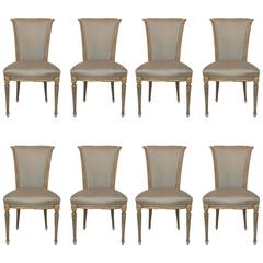 Vintage Set of Eight Painted Directoire Style Chairs, France, circa 1940