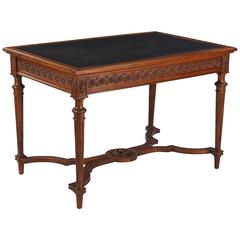 French Louis XVI Style Walnut Desk with Leather Top, 1900s 2