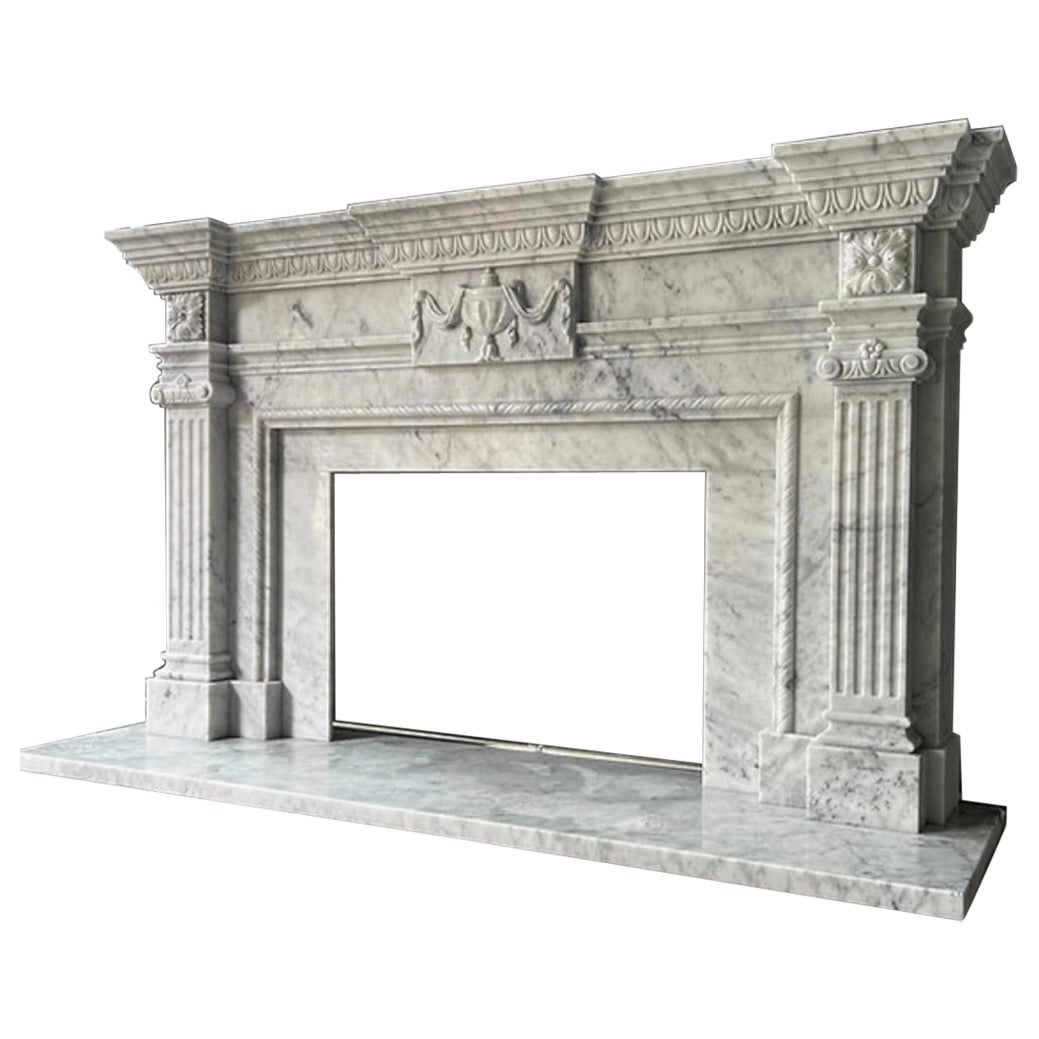Italienische Carrara Estate geschnitzt Kamin Mantel
