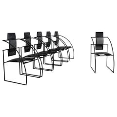 Mario Botta Set of Six 605 Quinta Chairs in Black Lacquered Steel by Alias 1980