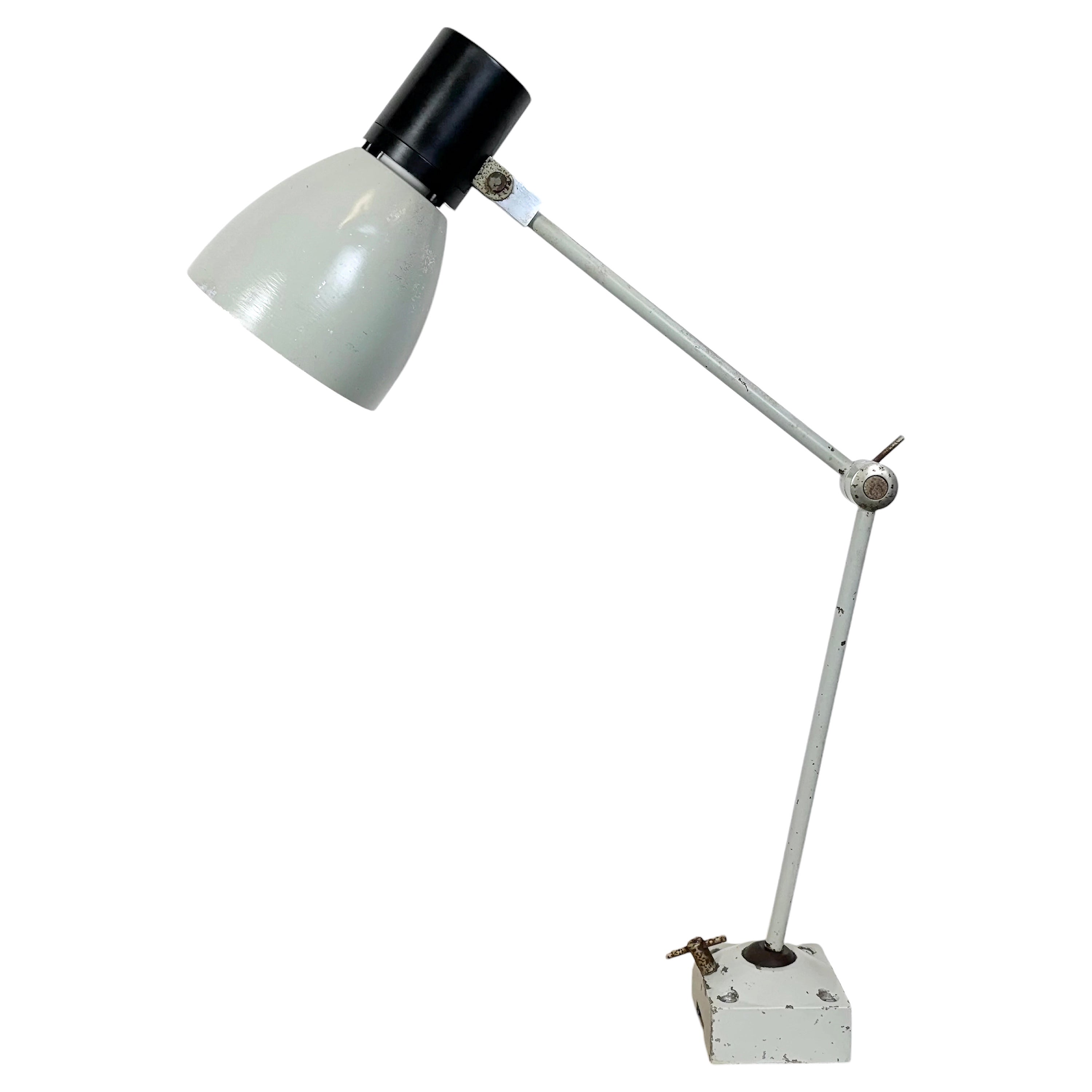 Lampada da tavolo industriale grigia di Elektrosvit, anni '70