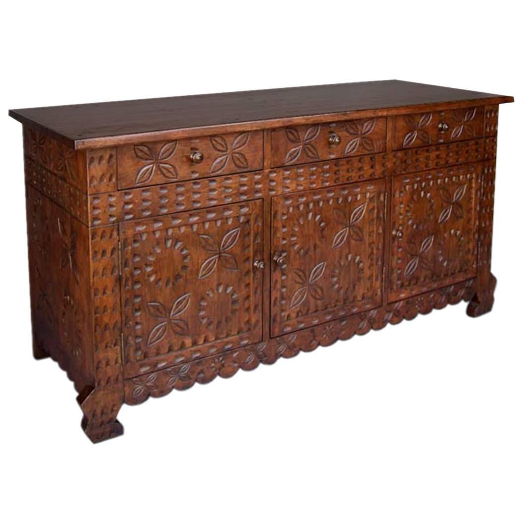 Dos Gallos Custom Carved Console For Sale