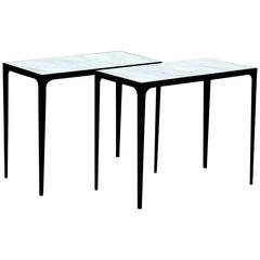 Pair of Wrought Iron and Marble Side Tables in the Style of Jean-Michel Frank 11
