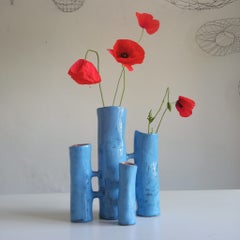Vasi Comunicanti 4 elements BLUE LIGHT in ceramic XXI Century by Chiara Berta