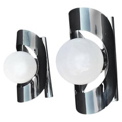 Pair of French 1960 Chrome Outdoor/Indoor Sconces