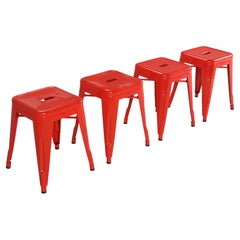 Set of (4) Genuine French Made Tolix Stools for Dining Tables Showroom Samples