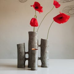 Vasi Comunicanti 4 elements GREY in ceramic XXI Century by Chiara Berta Artist