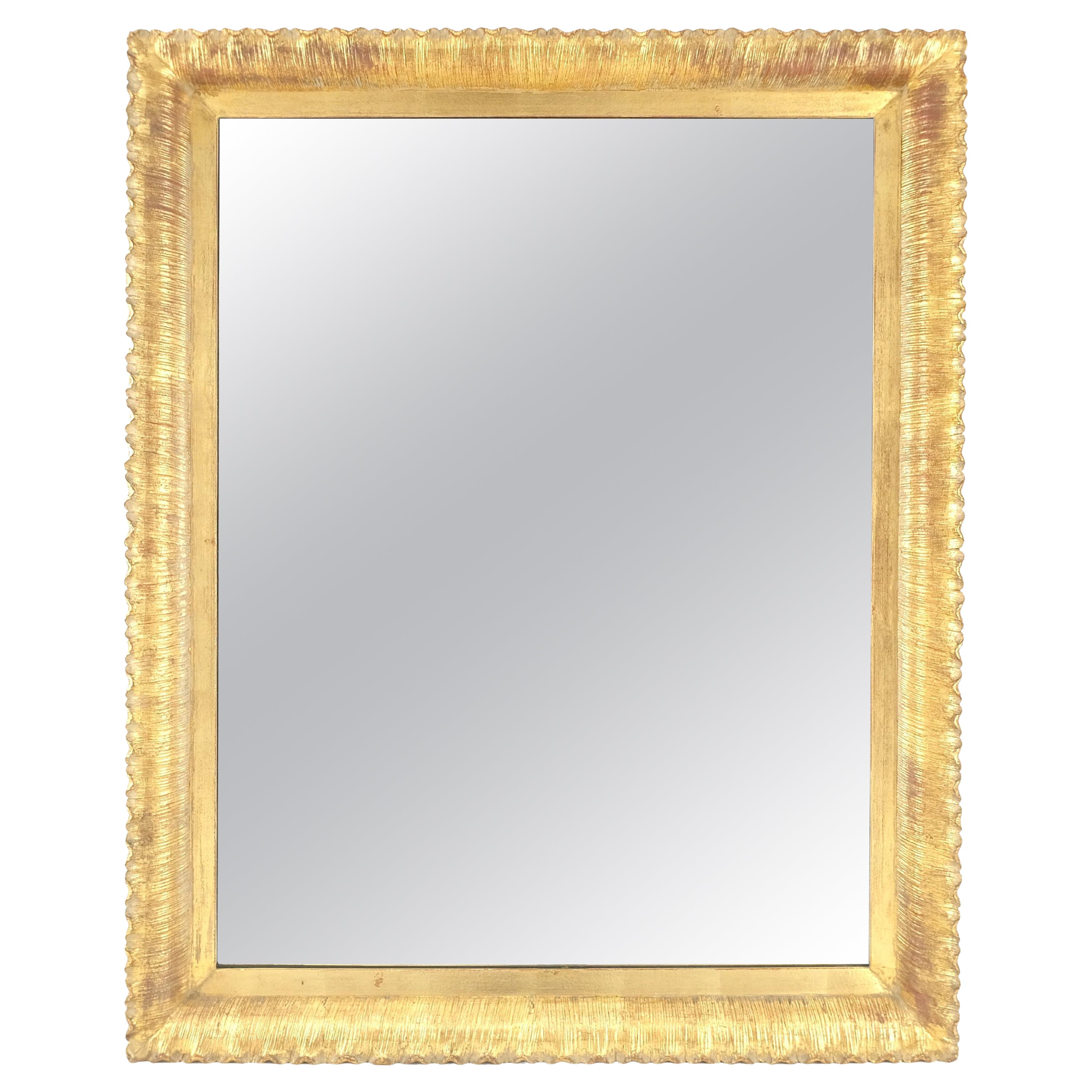 Scallop Edge 40x50 Carved & Gold Gilt Rectangle Frame c1940s Wall Mirror MInt!