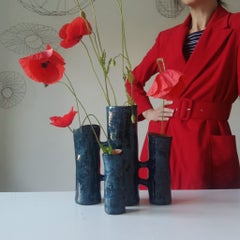 Vasi Comunicanti 4 elements BLUE in ceramic XXI Century by Chiara Berta Artist