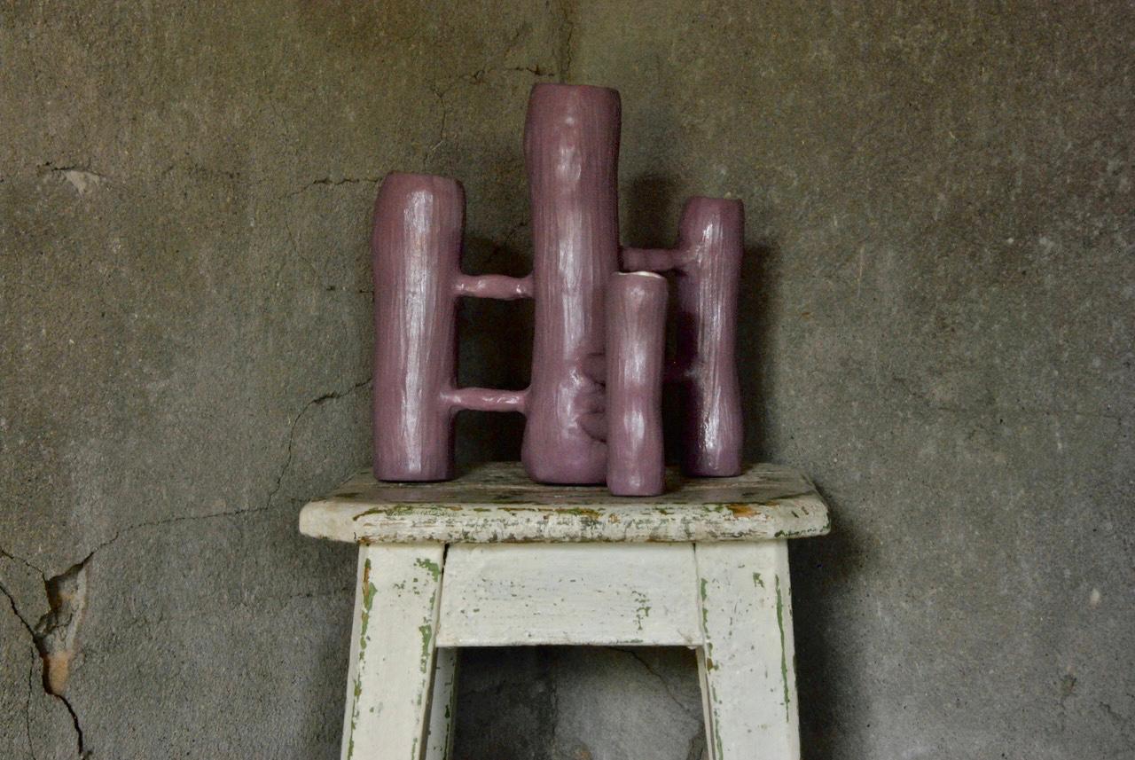 Communicating Vases 4 elements PINK in ceramic XXI Century by Chiara Berta Artist