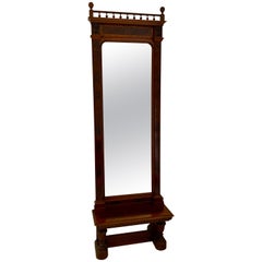 1900s Mahogany Wall Mirror with Console