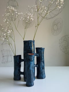 Communicating Vases 4 elements BLUE in ceramic XXI Century by Chiara Berta Artist