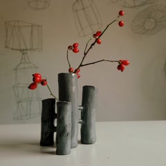 Communicating Vases 4 elements GREY  in ceramic XXI Century by Chiara Berta Artist