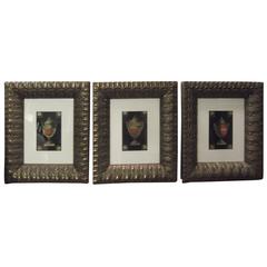 Set of Three Hand Colored Neoclassic Prints with Egyptian Revival Frames 1