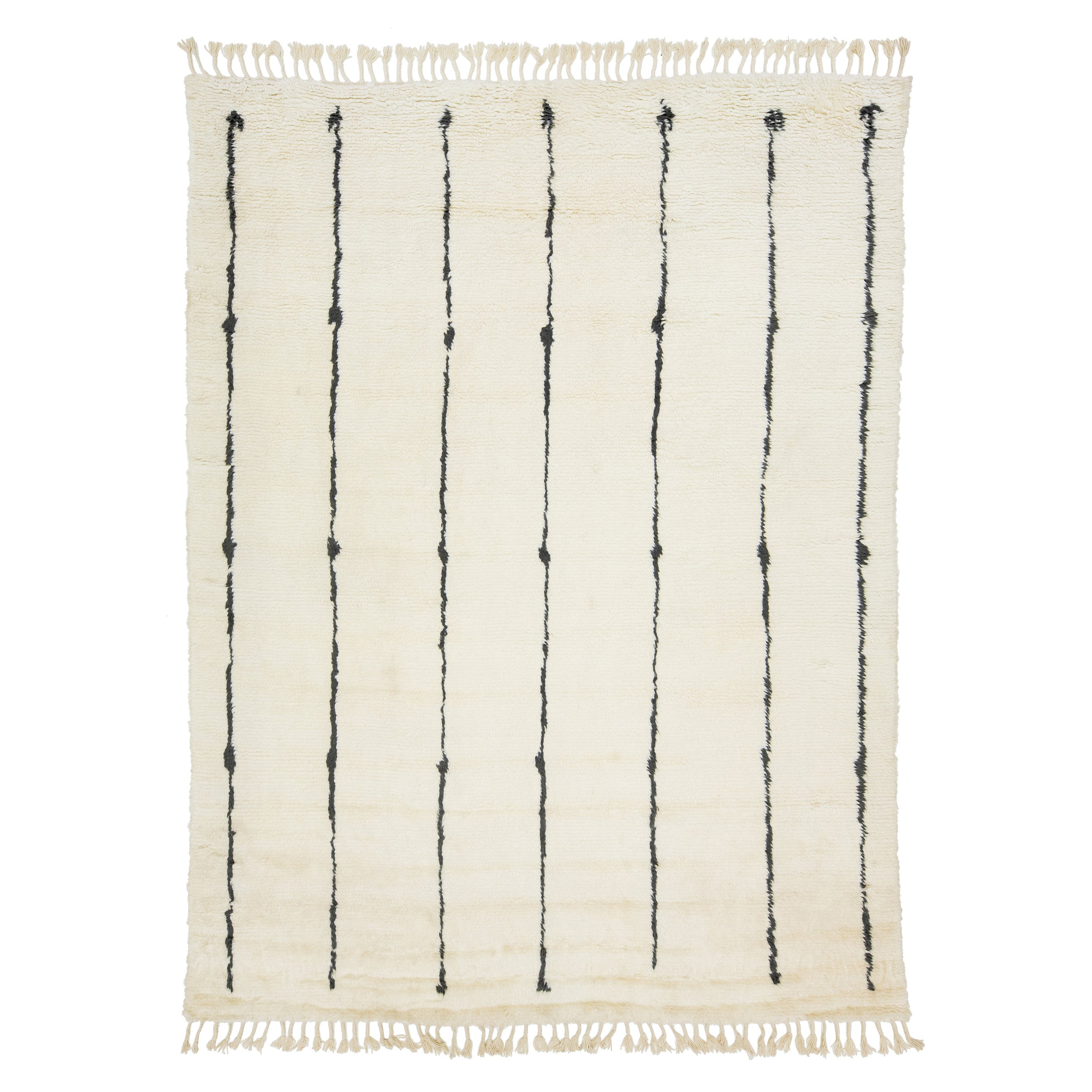 Tapis moderne géométrique de style marocain en laine ivoire