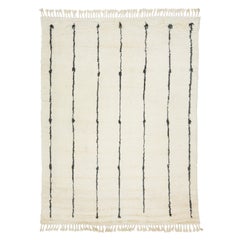 Modern Geometric Moroccan Style Wool Rug In Ivory