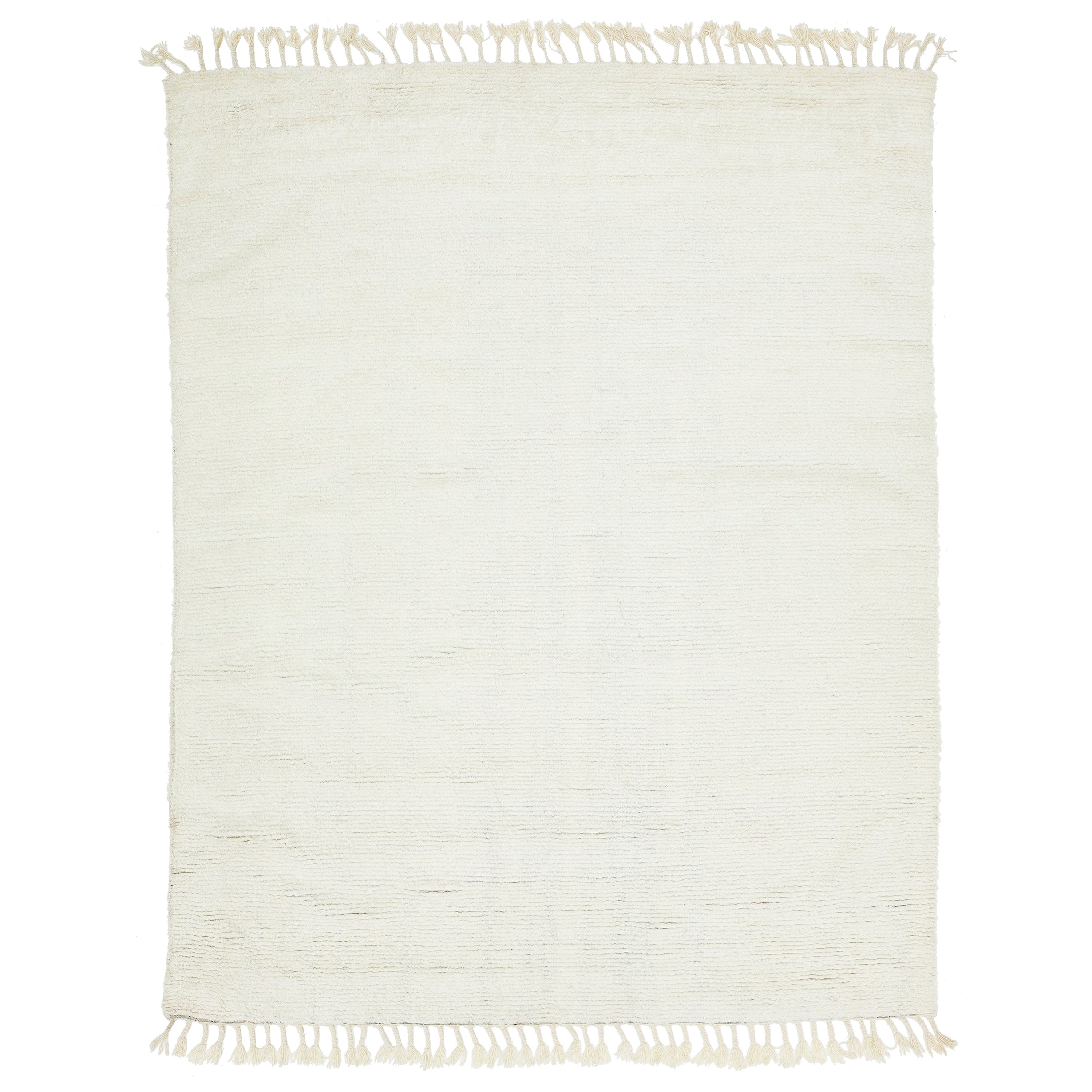 Modern Organic Moroccan Style Wool Rug With Solid Color For Sale