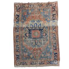 Antique 19th Century Persian Heriz Carpet with Natural Dyes