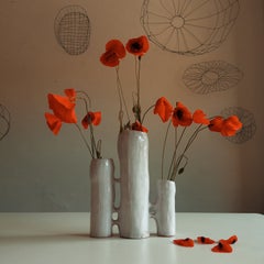 Communicating Vases 3 elements WHITE in ceramic XXI Century by Chiara Berta Artist