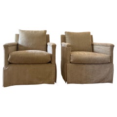 Coppia di poltrone girevoli con gonna di Lee Industries - Ciniglia oro/marrone